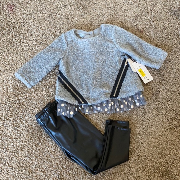 Pippa & Julie Other - Faux leather & fur toddler girls’ outfit